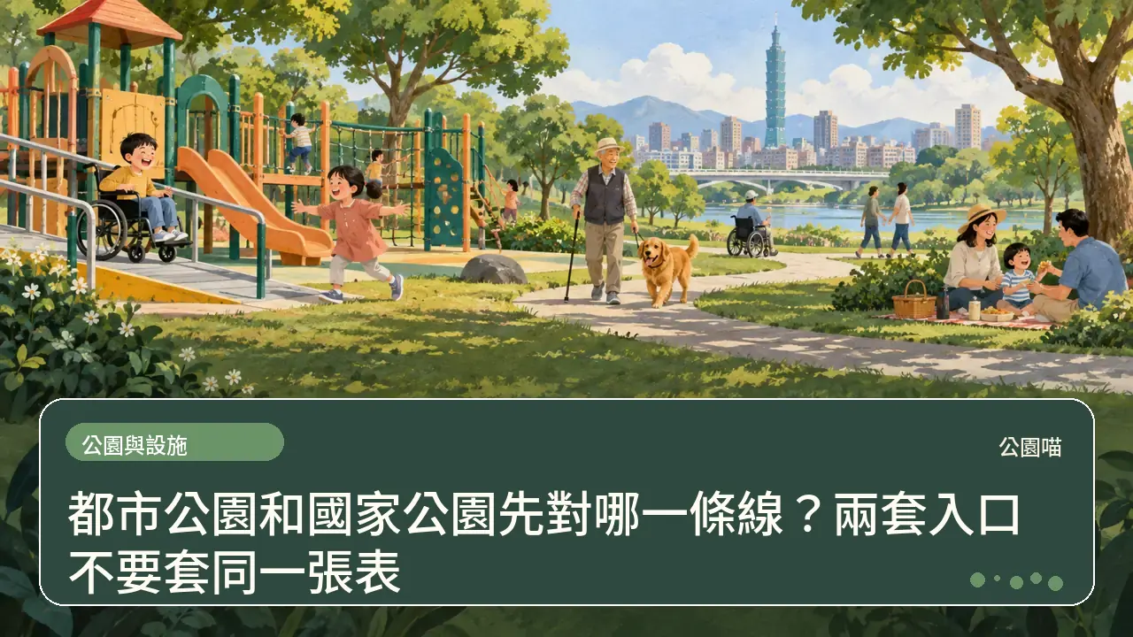 都市公園和國家公園先對哪一條線？兩套入口不要套同一張表主題插畫