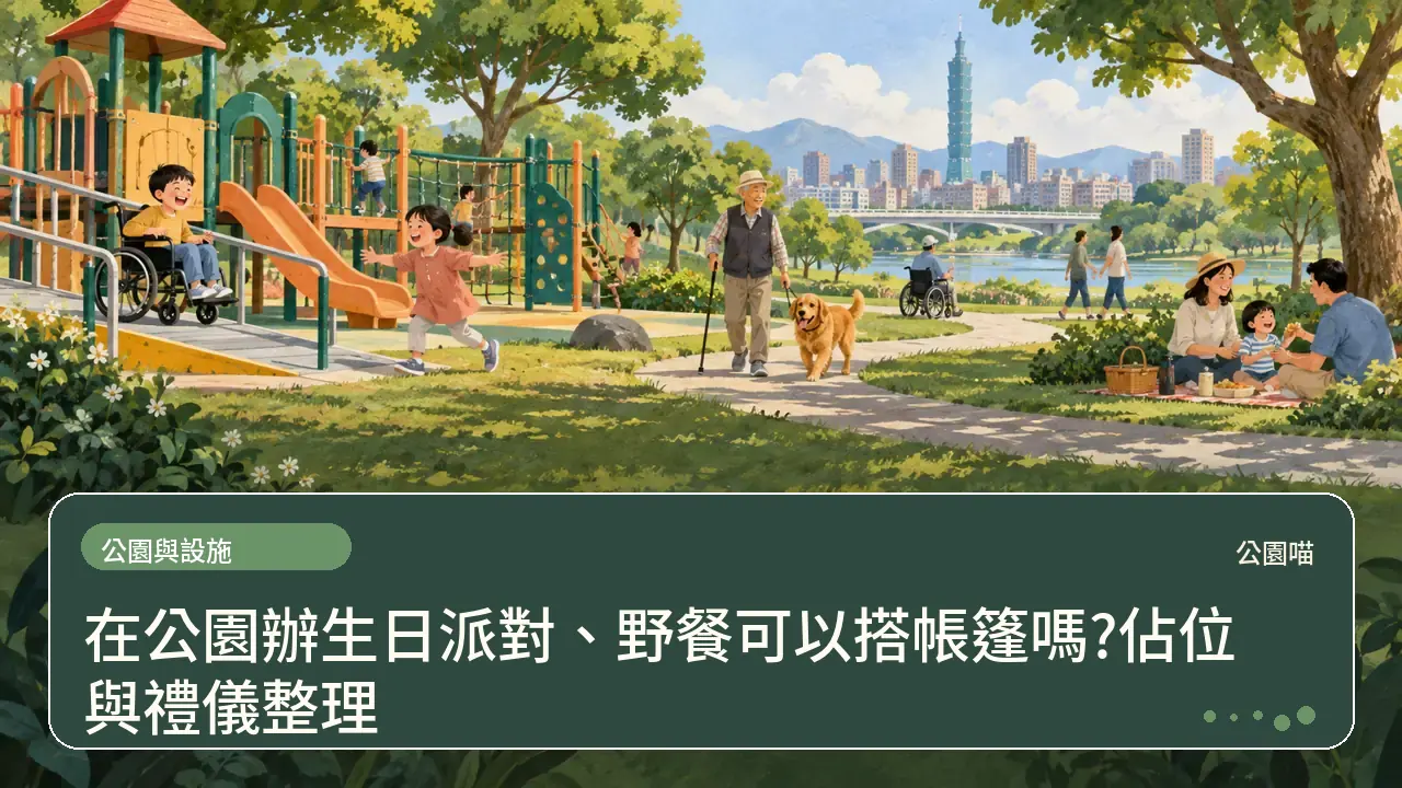 在公園辦生日派對、野餐可以搭帳篷嗎?佔位與禮儀整理主題插畫