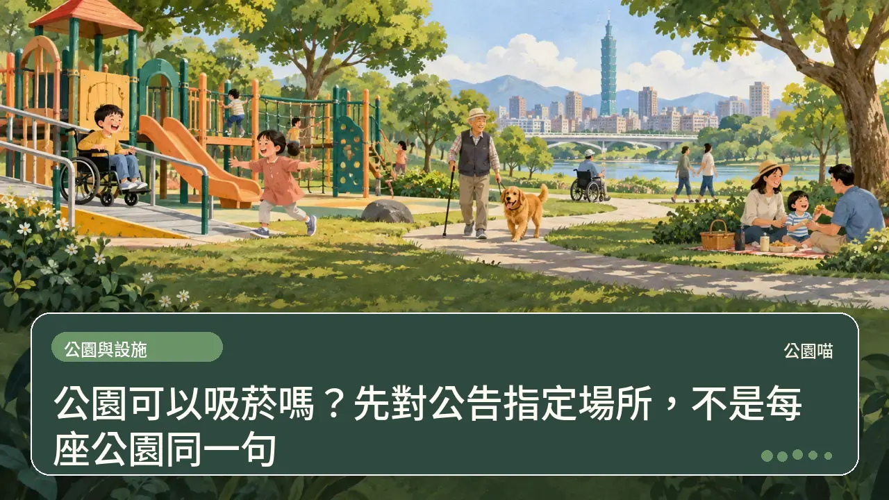 公園可以吸菸嗎?先對公告指定場所,不是每座公園同一句主題插畫