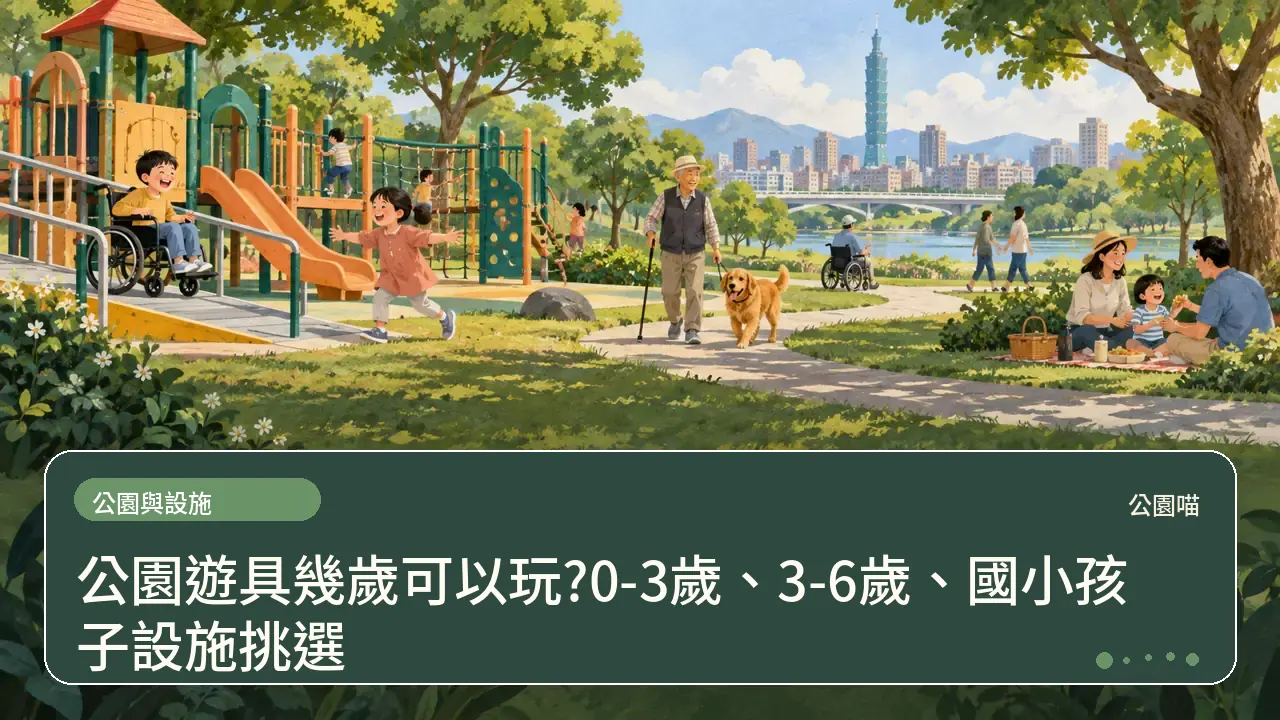 公園遊具幾歲可以玩?0-3歲、3-6歲、國小孩子設施挑選主題插畫