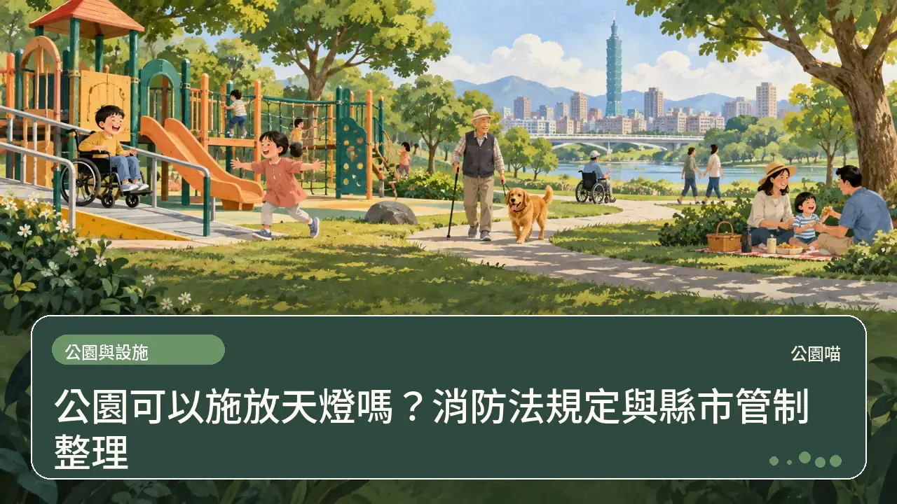 公園可以施放天燈嗎？消防法規定與縣市管制整理主題插畫
