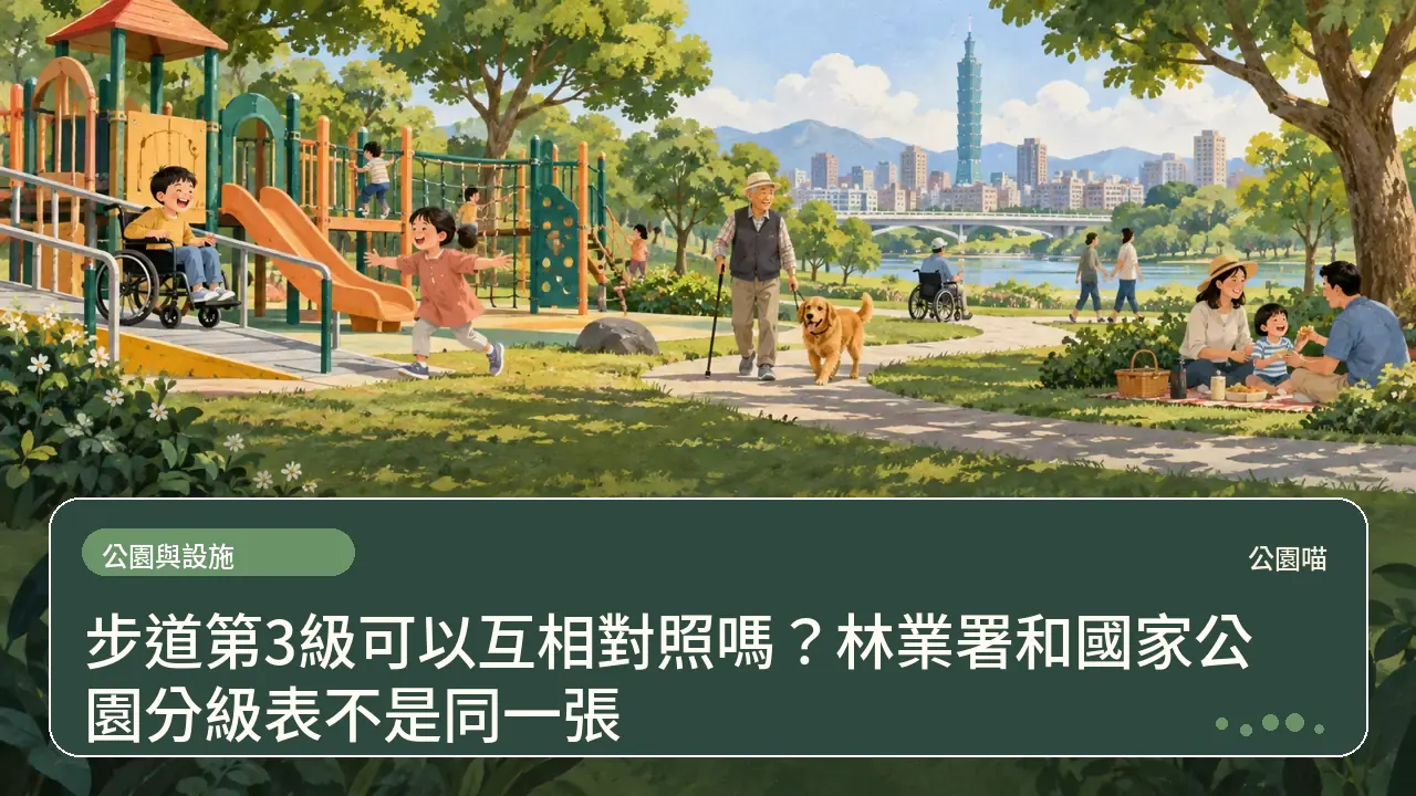 步道第3級可以互相對照嗎?林業署和國家公園分級表不是同一張主題插畫